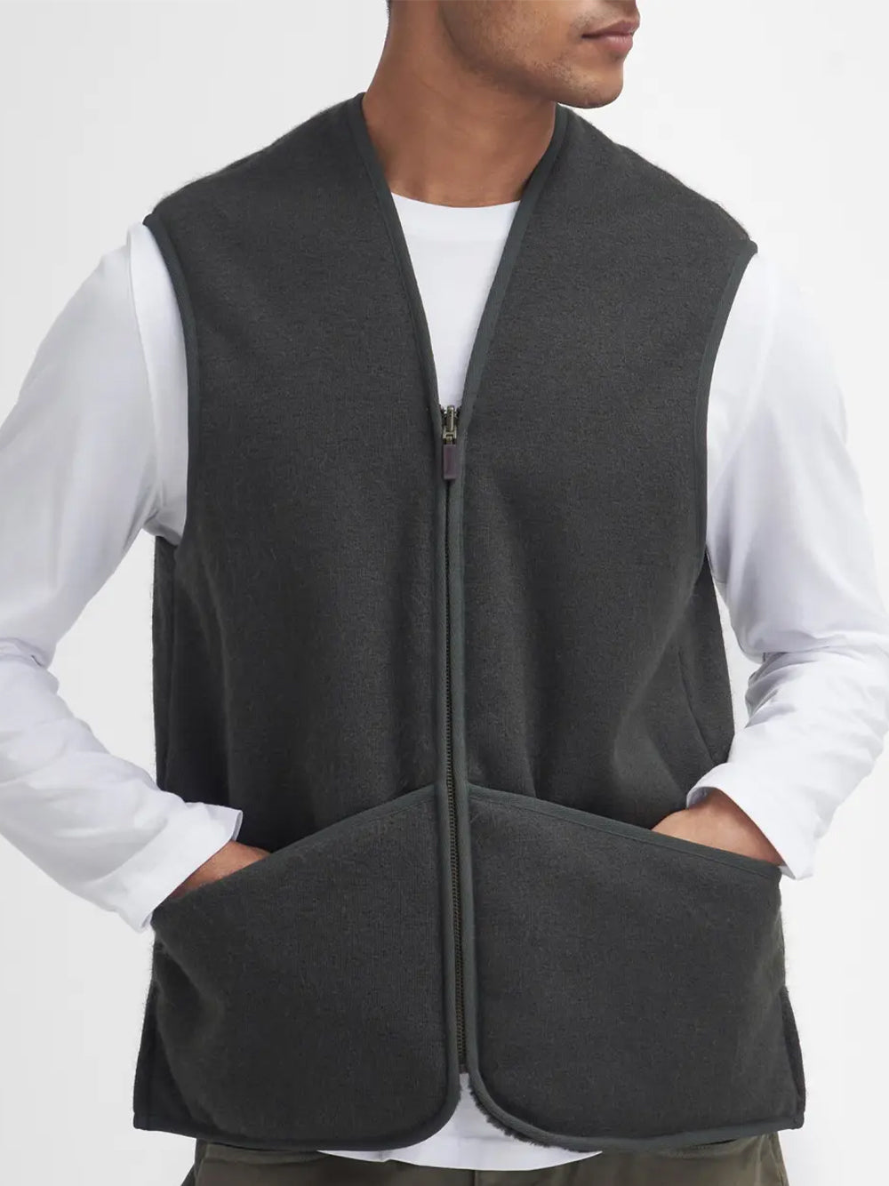 BARBOUR-WARM PILE WAISTCOAT ZIP-MLI0004 SG71 SAGE