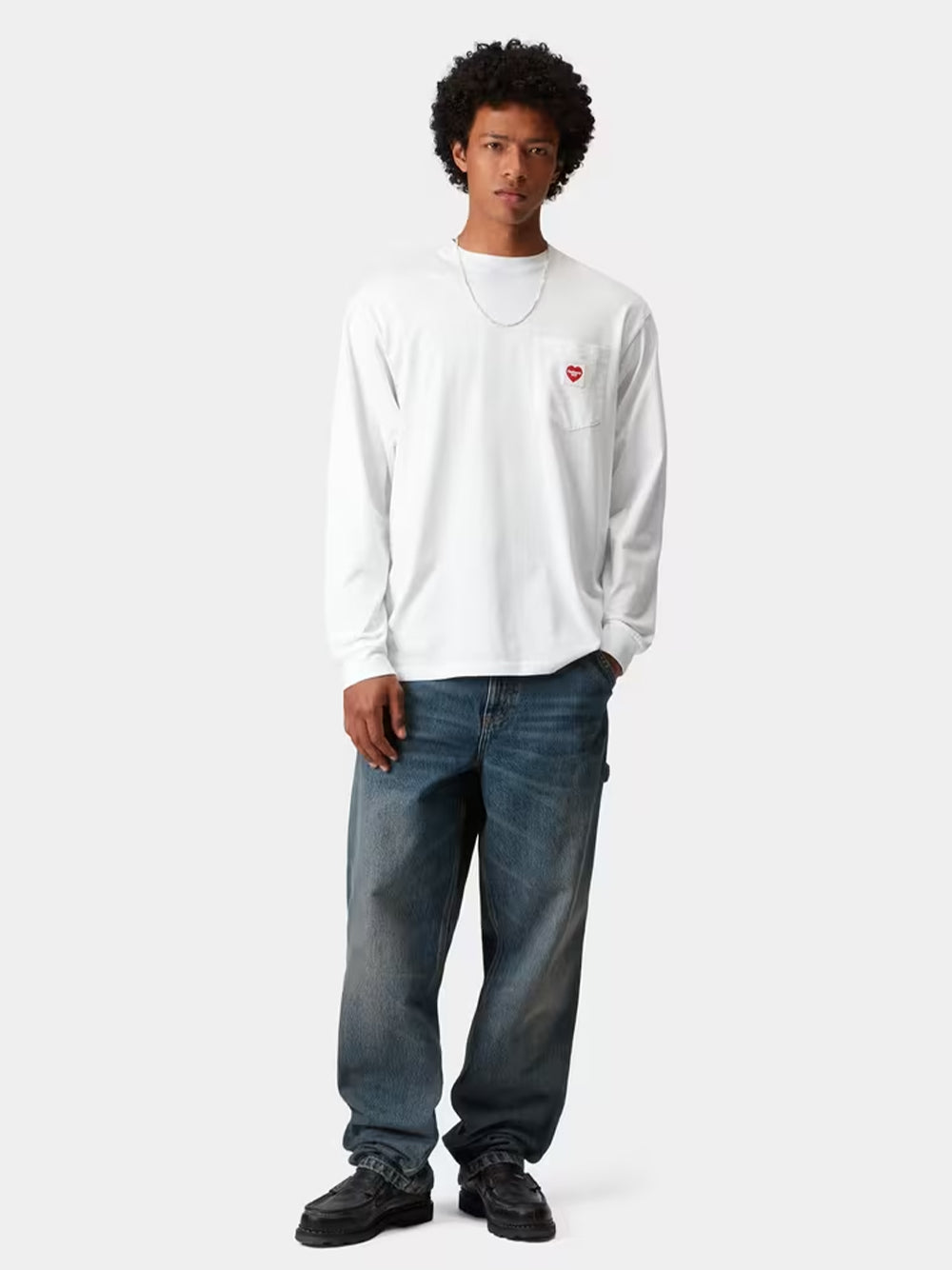 CARHARTT WIP-L/S POCKET HEART T-SHIRT-I035300 1WZXX WHITE/RED