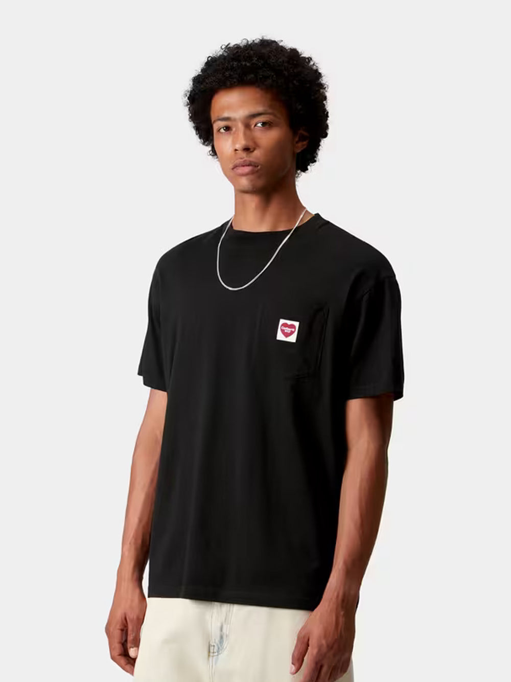 CARHARTT WIP-S/S POCKET HEART T-SHIRT-I032128 1V2XX BLACK/RED