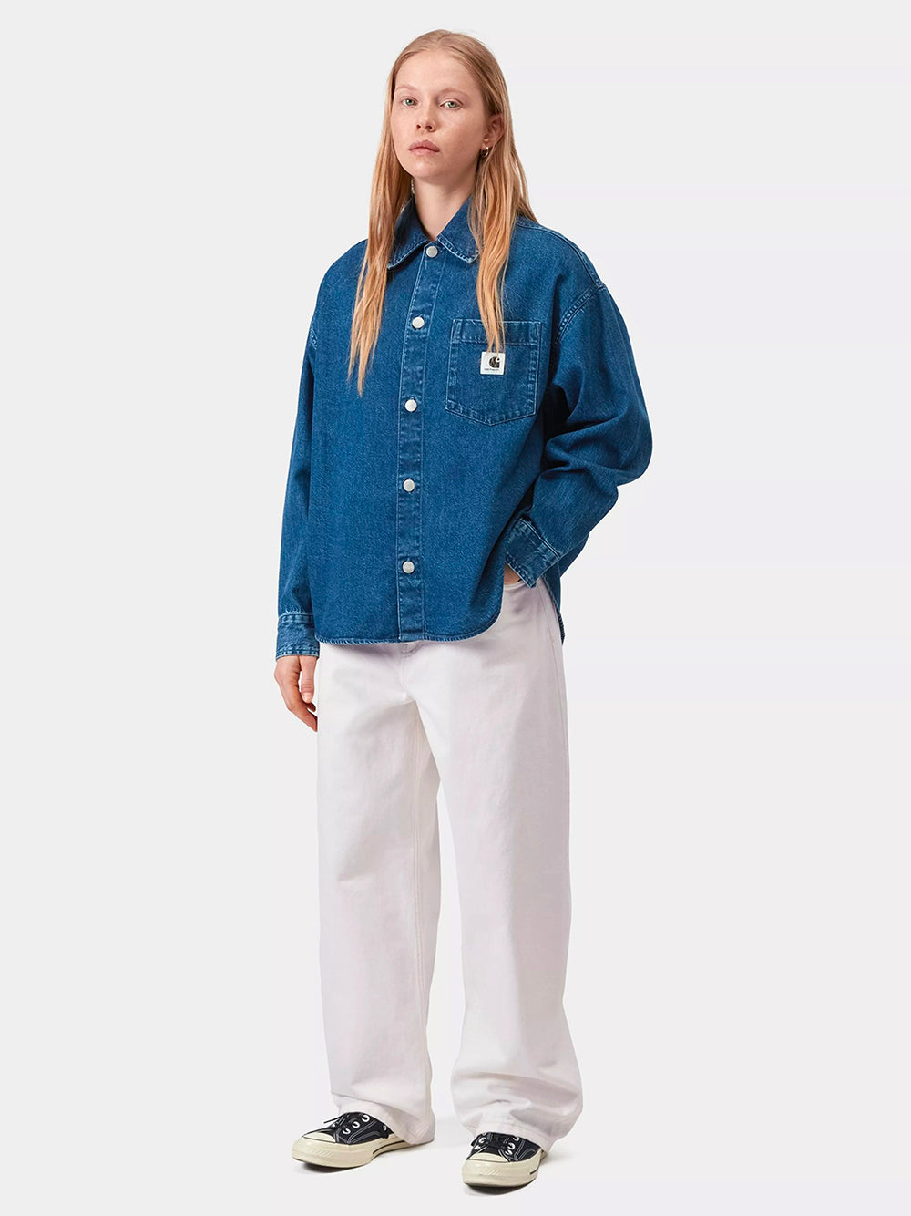 CARHARTT WIP-W` BRANDON PANT-I035892 0202 WHITE RINSED