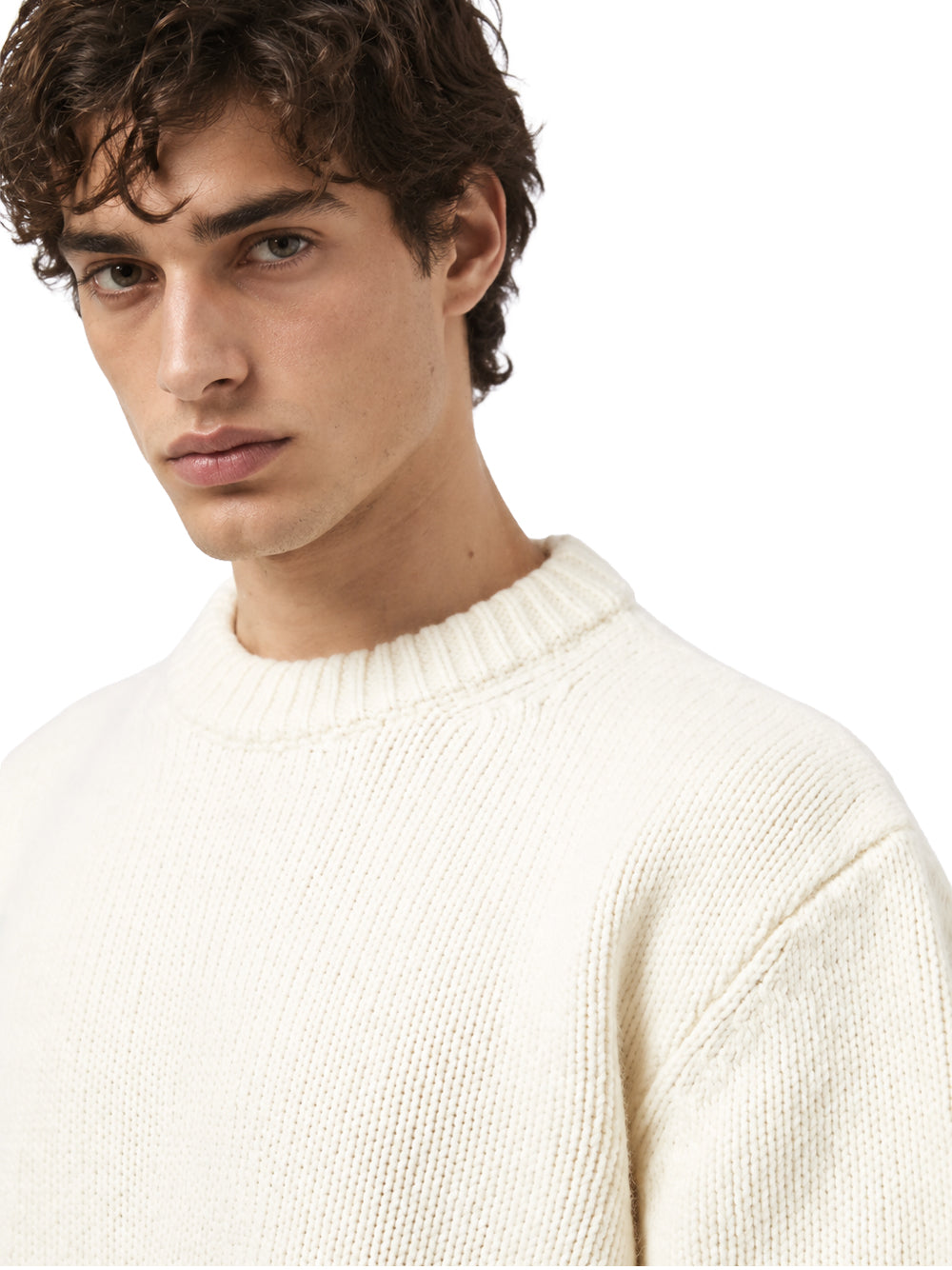 FERRAMENTA-CREWNECK CHUNKY WOOL-FMT30015 WHITE