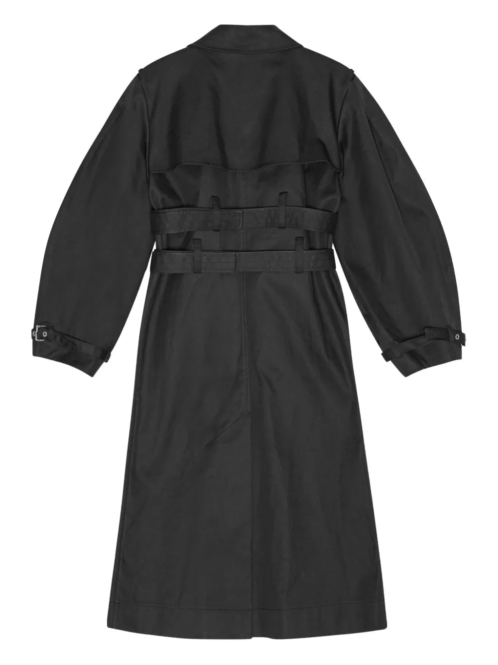 GANNI-BONDED COTTON TRENCH COAT-W0395 099 BLACK