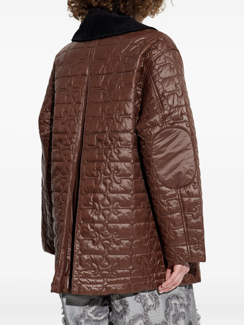 GANNI-SHINY QUILT MIDI JACKET-W0397 CHICORY COFFE 979