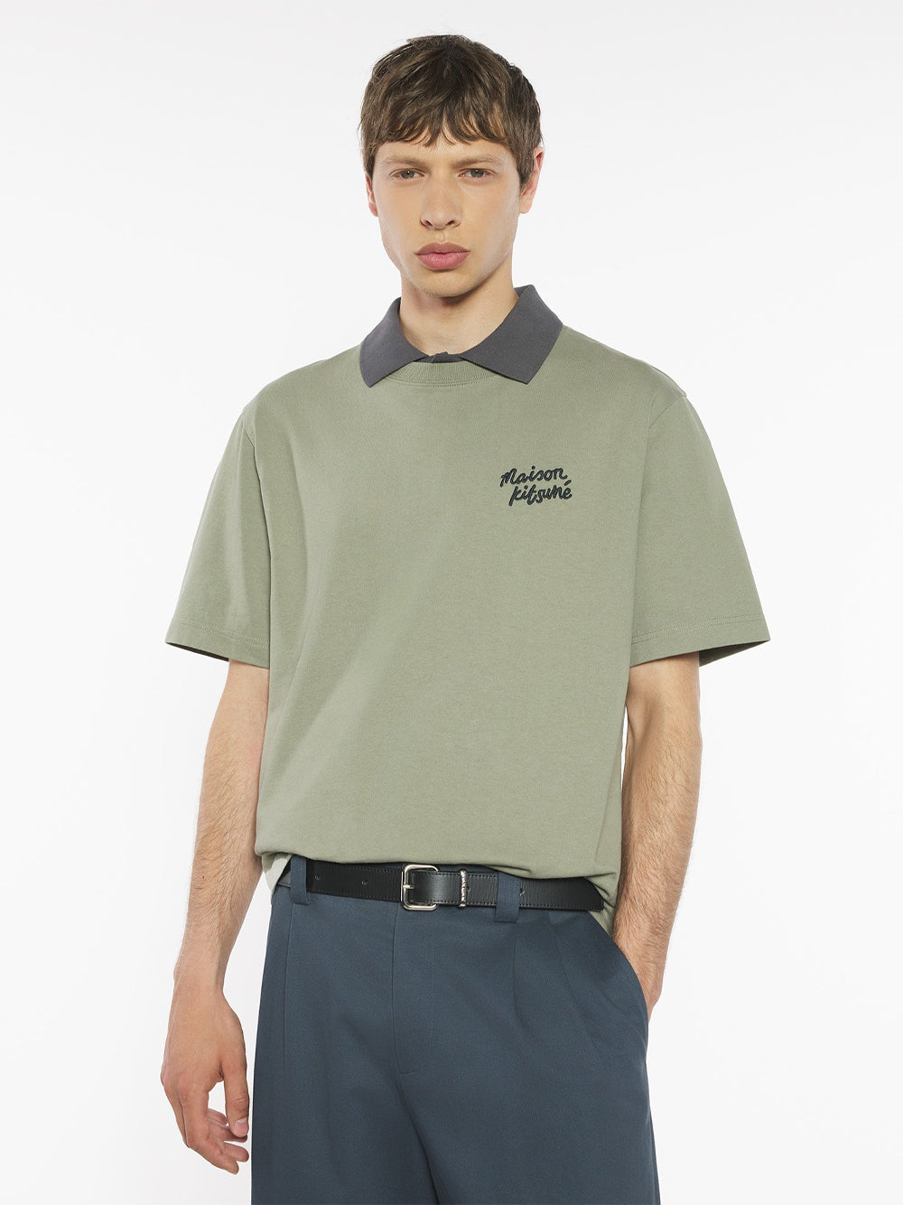 MAISON KITSUNÉ-MAISON KITSUNÉ HANDWRITING COMFORT TEE-MM00126KJ7025 P131 LAUREL GREEN