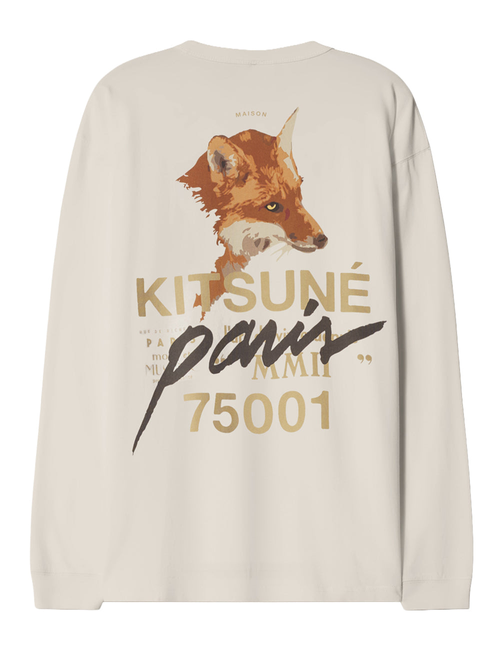 MAISON KITSUNÉ-MMII FOX HEAD OVERSIZE LS TEE-MQMJT01KJ0119 0063 NOBLE BEIGE