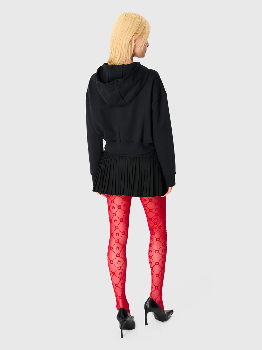 MARINE SERRE-MOONOGRAM MESH FLOCK TIGHTS-WUW034ACJER0005 RD11 RIBBON RED