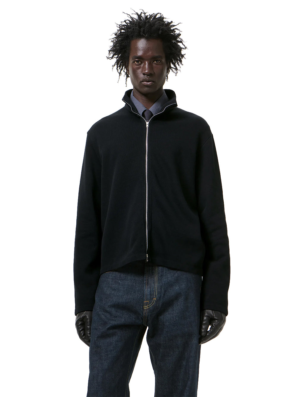 OUR LEGACY-SHRUNKEN FULLZIP-M2266SBA BLACK ATHLETIC RIB