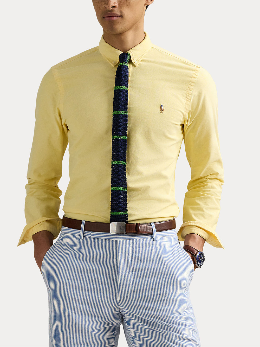 POLO RALPH LAUREN-CUSTOM FIT OXFORD SHIRT-710805562003 YELLOW OXFORD