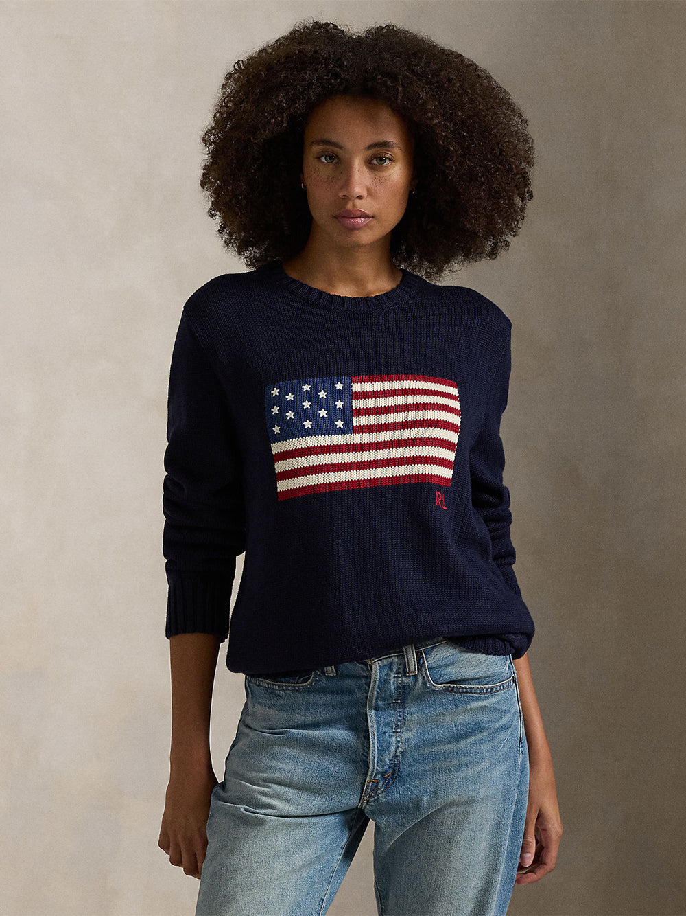 POLO RALPH LAUREN-LONG SLEEVE FLAG PULLOVER-710718281006 HUNTER NAVY