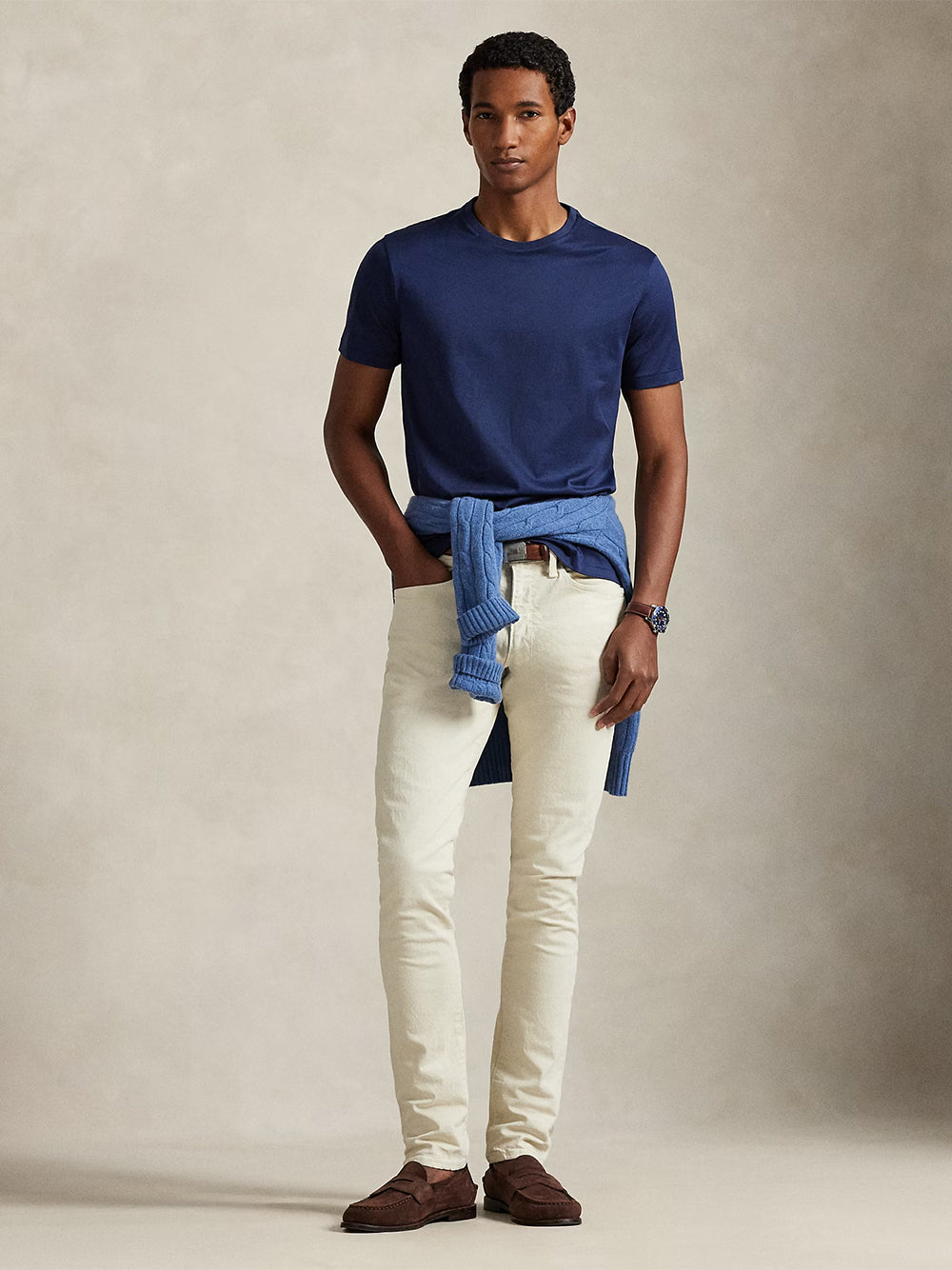 POLO RALPH LAUREN-STANDARD FIT LISLE T-SHIRT-710B13483001 NEWPORT NAVY