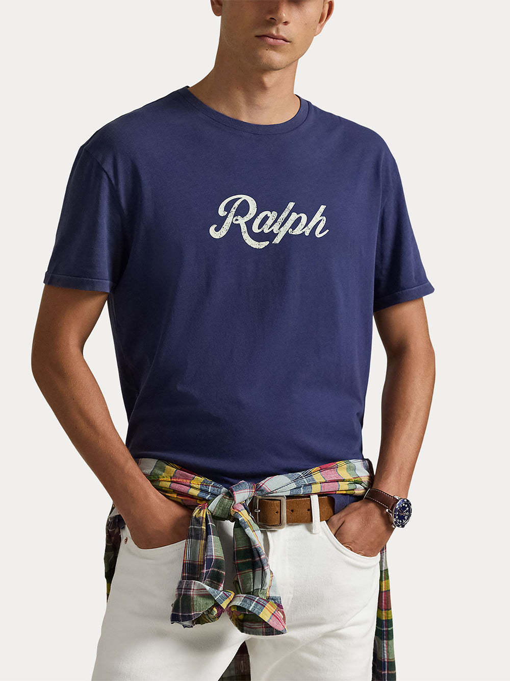 POLO RALPH LAUREN-THE RALPH LOGO T-SHIRT-710936401011 DARK COBALT/WHITE