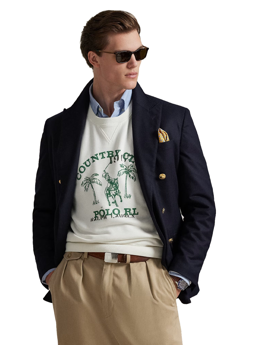 POLO RALPH LAUREN-VINTAGE FIT FLEECE GRAPHIC SWEATSHIRT-710B13518002 NEVIS