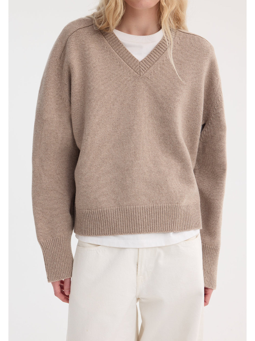 ROHE-SLEEVE WRAP JUMPER-416.23.320 241 TAUPE MELANGE