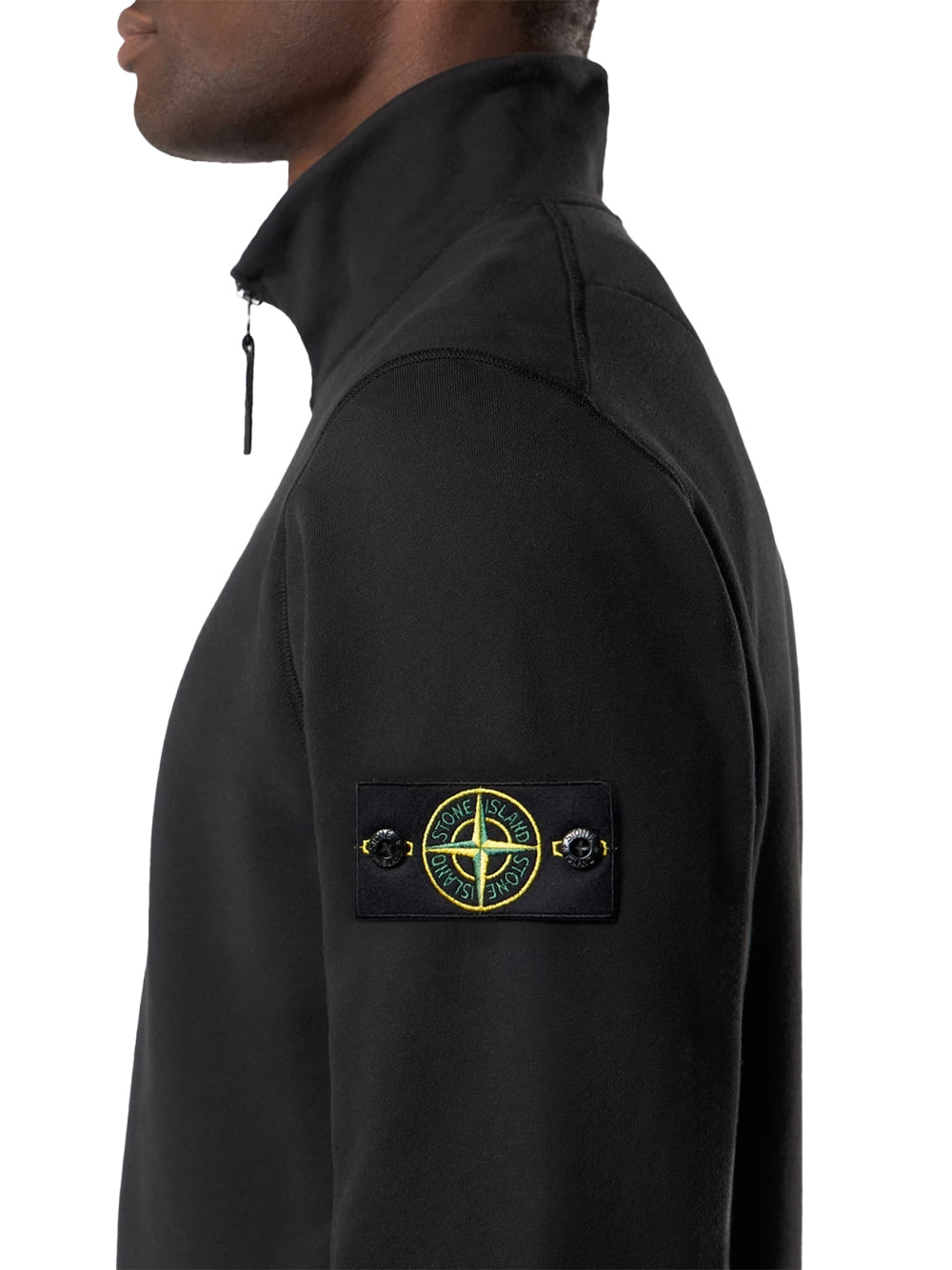 STONE ISLAND-FELPA HALF ZIP-L2S156100070S0051 V0029 BLACK