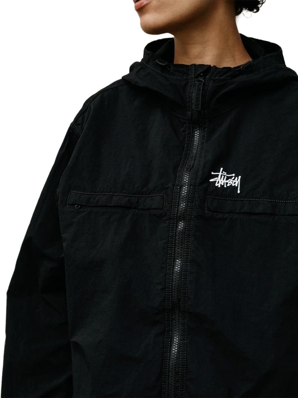 STUSSY-LIGHTWEIGHT HOODED JACKET-115900 0001 BLACK