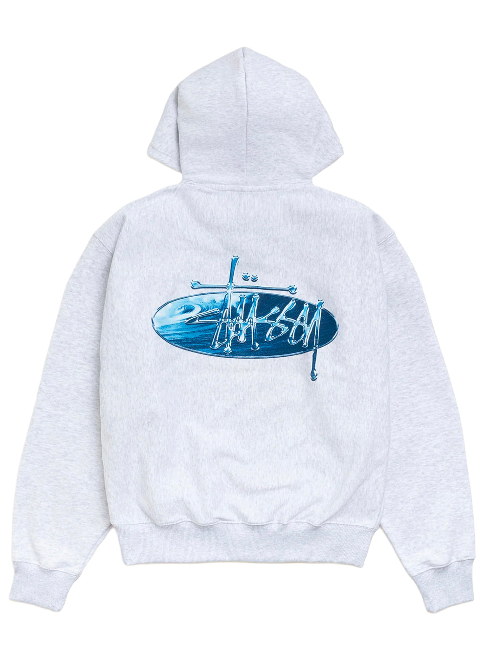 STUSSY-WAVE OVAL HOODIE-1925181 0062 ASH HEATHER