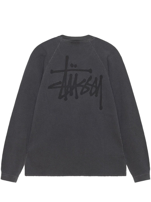 STUSSY-RAGLAN THERMAL BASIC STOCK KNIT-1140356 0034 WASHED BLACK