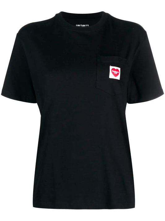 CARHARTT WIP-W` S/S POCKET HEART T-SHIRT-I032180 BLACK