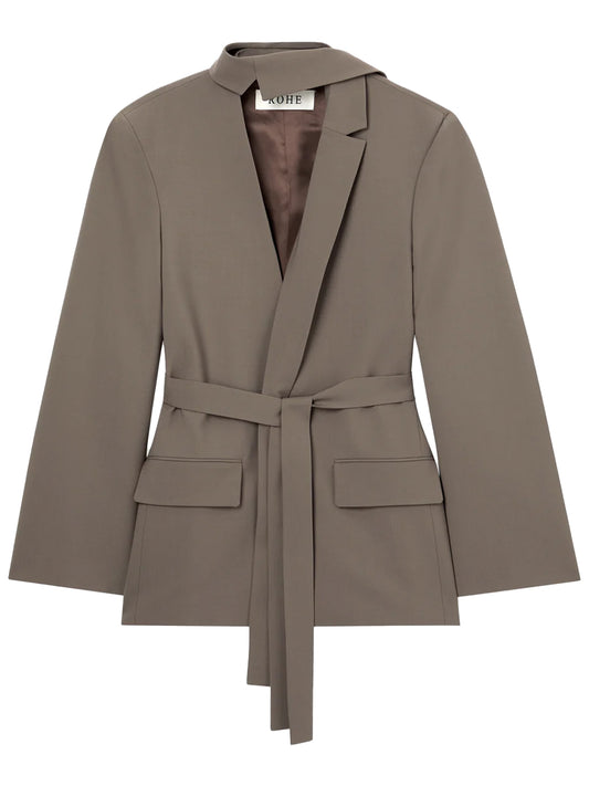 ROHE-DECONSTRUCTED BELTED BLAZER-41511135 243400 TAUPE
