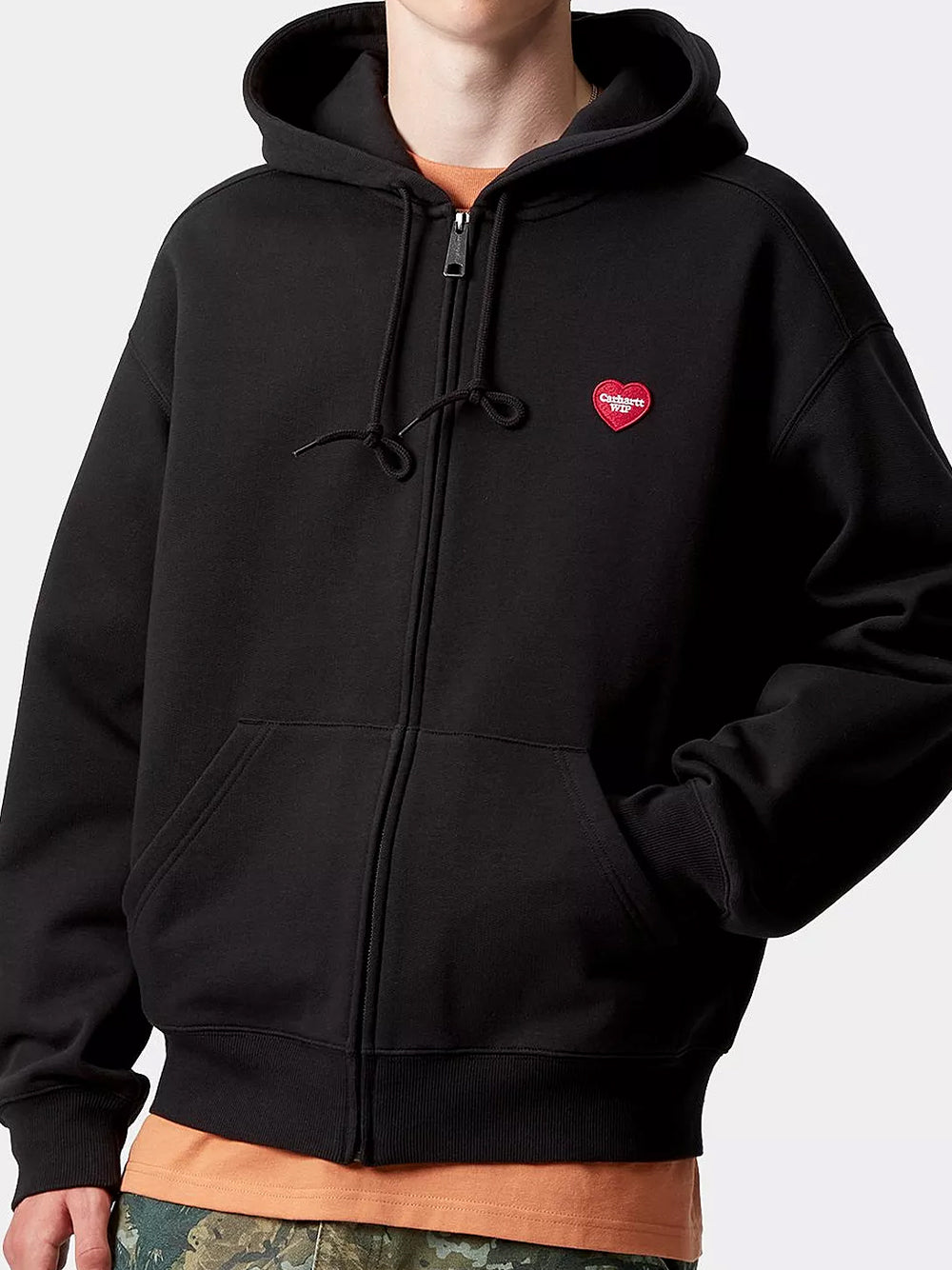 CARHARTT WIP-HOODED HEART II HARTT SWEAT JACKET-I035176 89XX BLACK