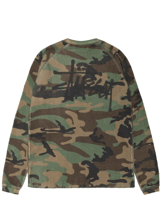 STUSSY-RAGLAN THERMAL BASIC STOCK KNIT-1140356 0423 WOODLAND CAMO
