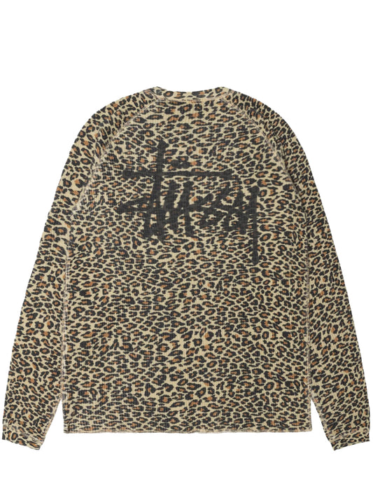 STUSSY-RAGLAN THERMAL BASIC STOCK KNIT-1140356 923 LEOPARD