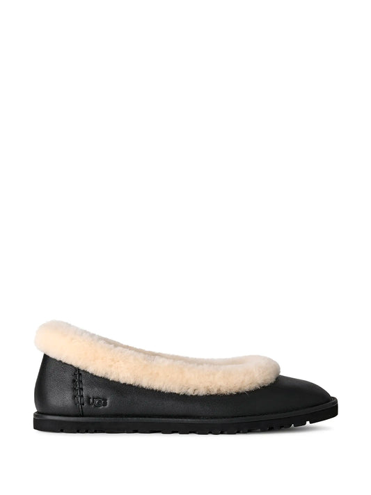 UGG-W ZORA LEATHER BALLET FLAT-1178450 BLACK