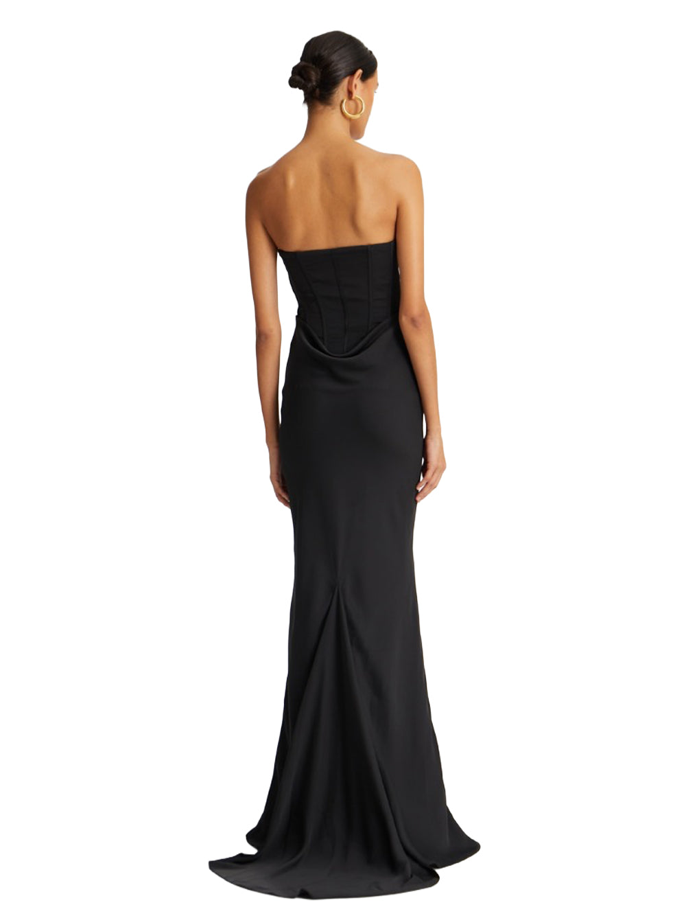 ROTATE-SATIN CORSET MAXI DRESS-114330100 100 BLACK