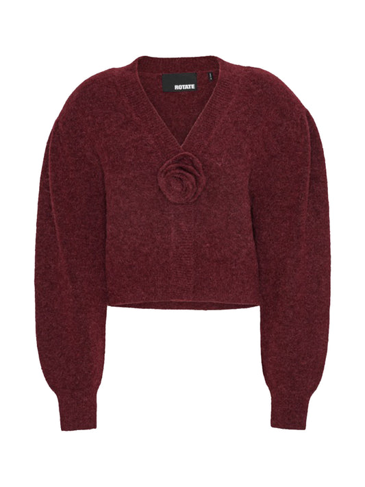 ROTATE-KNIT PUFFSLEEVE CARDIGAN-1142762734 2734 ZINFANDEL