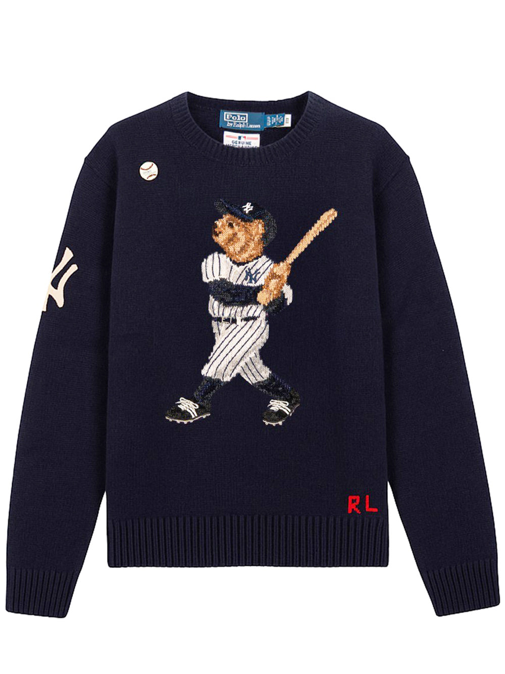 POLO RALPH LAUREN-NY YANKEES LONG SLEEVE PULLOVER-710982820001 BEAR NAVY COMBO