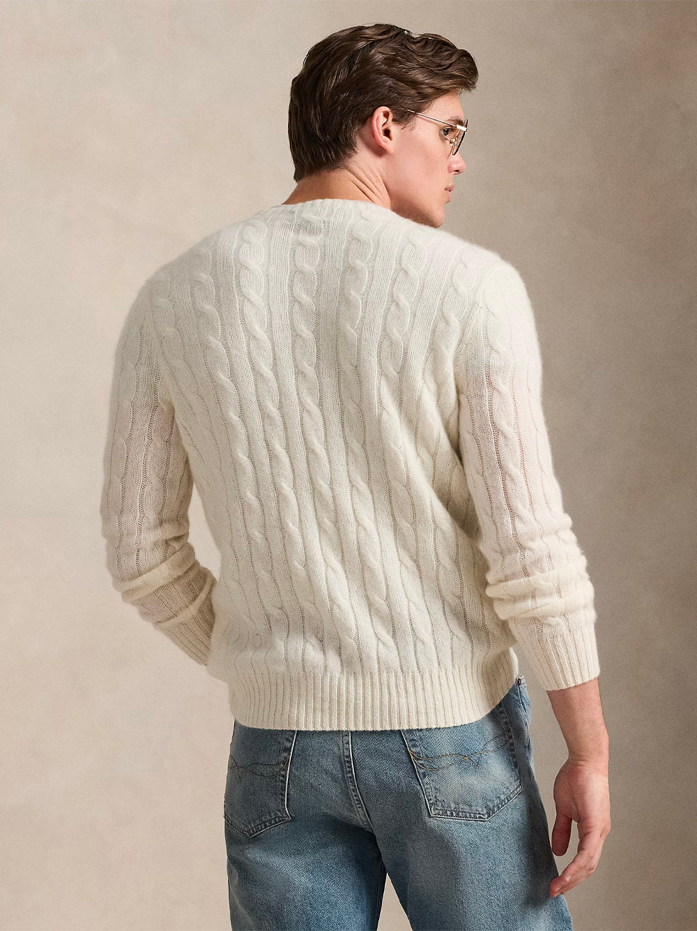POLO RALPH LAUREN-THE ICONIC CABLE-KNIT CASHMERE SWEATER-710876728010 CREAM
