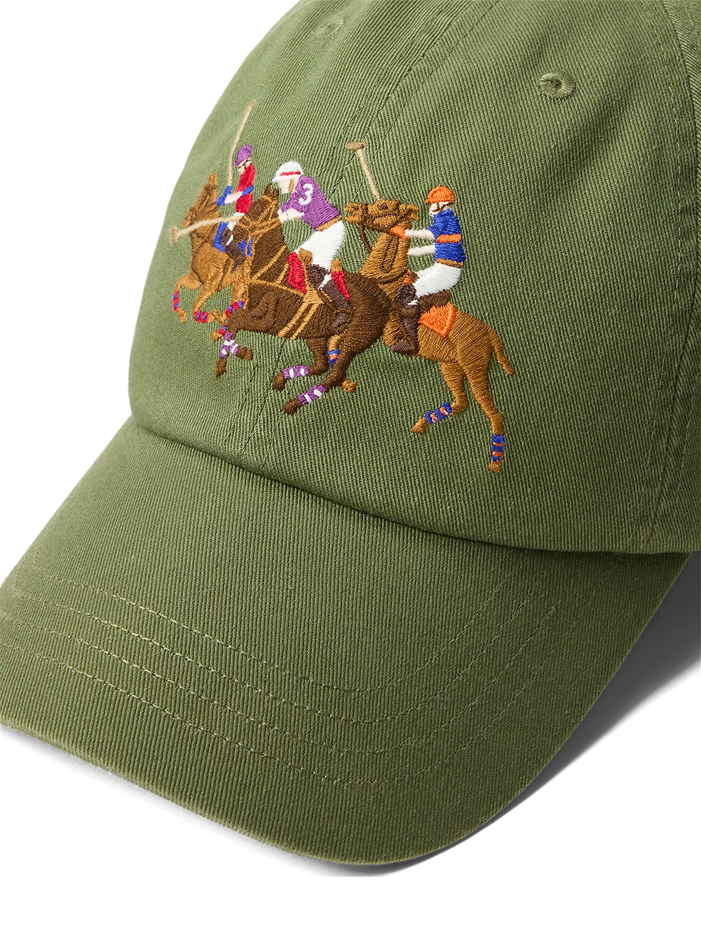 POLO RALPH LAUREN-TRIPLE-PONY TWILL BALL CAP-710A13272002 SUPPLY OLIVE