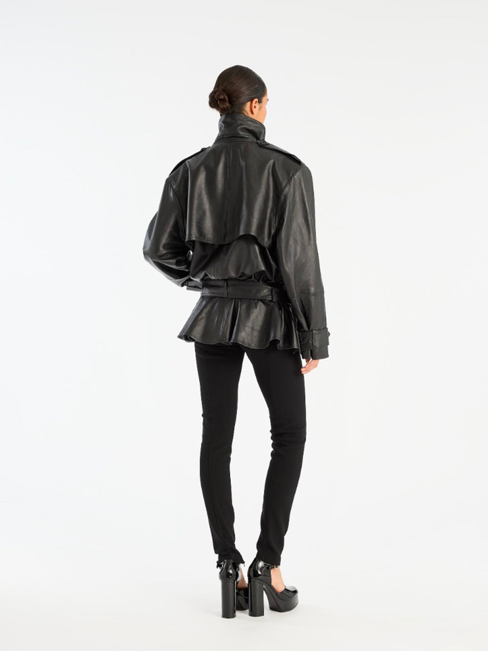 ROTATE-BIKER LEATHER JACKET-115134100 100 BLACK