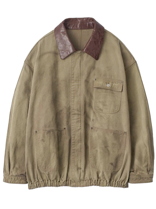 SSSTEIN-SULFUR DYED OXFORD VINTAGE JACKET-ST 1387 KHAKI BEIGE