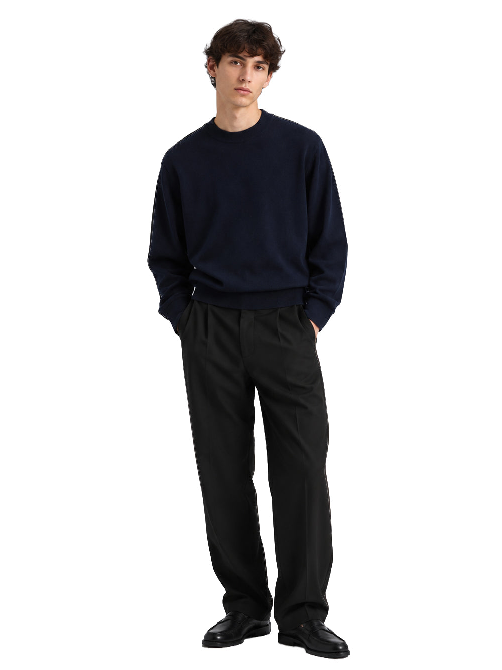 FERRAMENTA-CREWNECK MERINO CASHMERE-FMTSIN43 BLUE NAVY