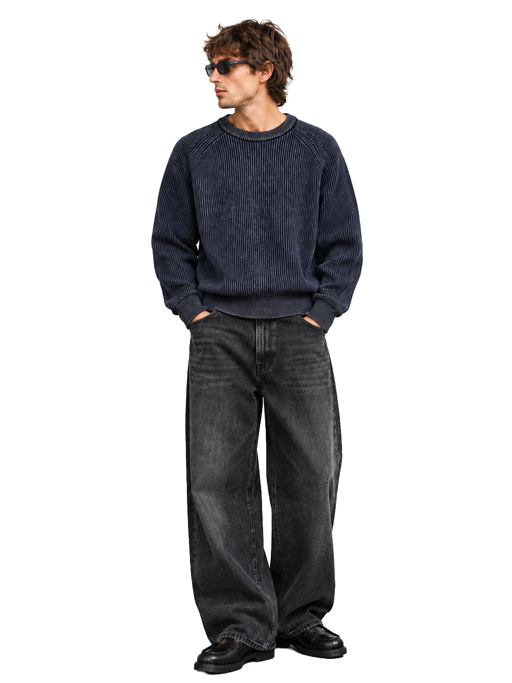 FERRAMENTA-CREWNECK ACID WASH-FMTSIN108 BLUE NAVY