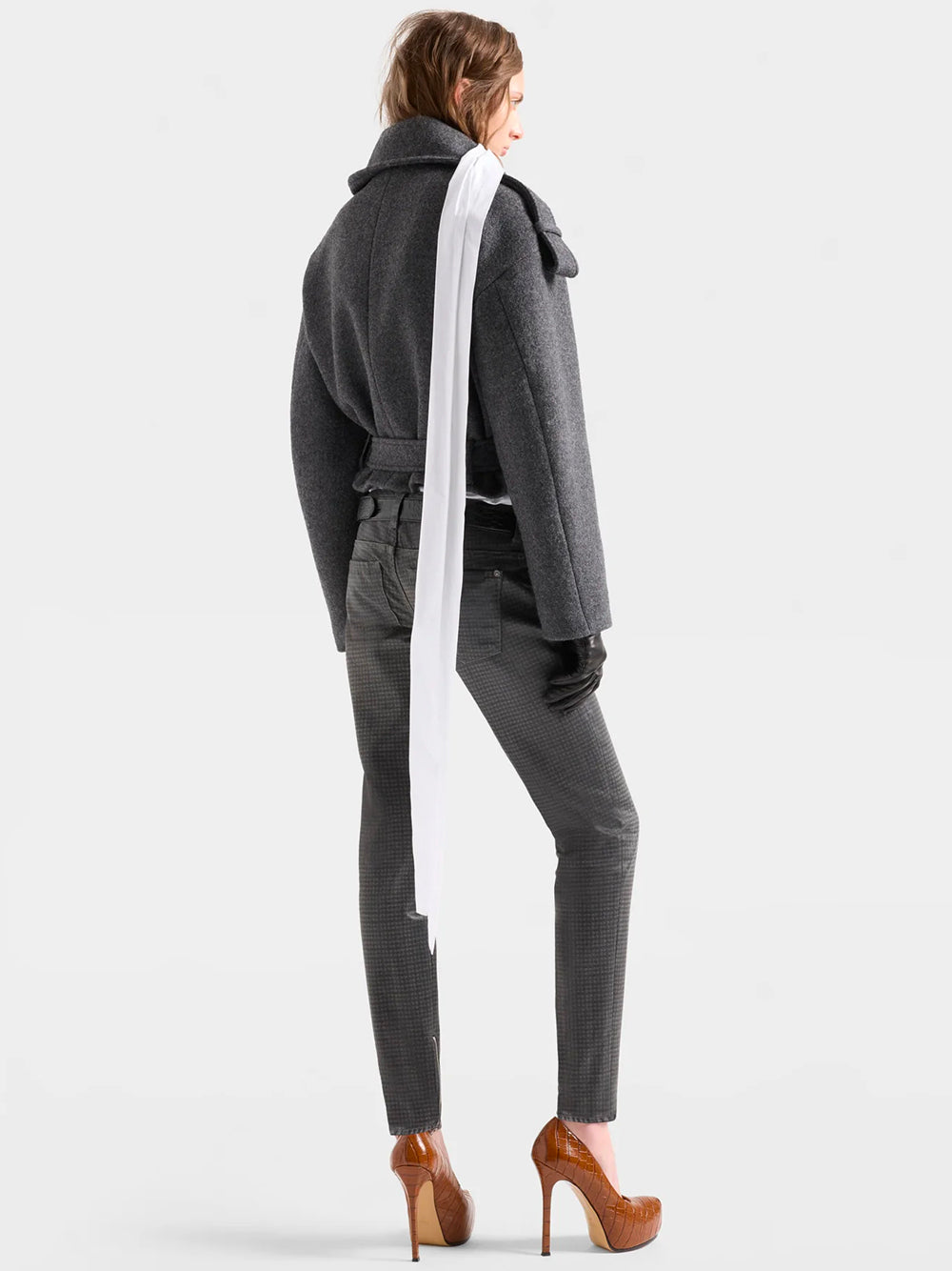 7 FOR ALL MANKIND-DOUBLE BREASTED HIGH NECK SHORTCOAT-7NEE0H57 U73VW GUNMETAL
