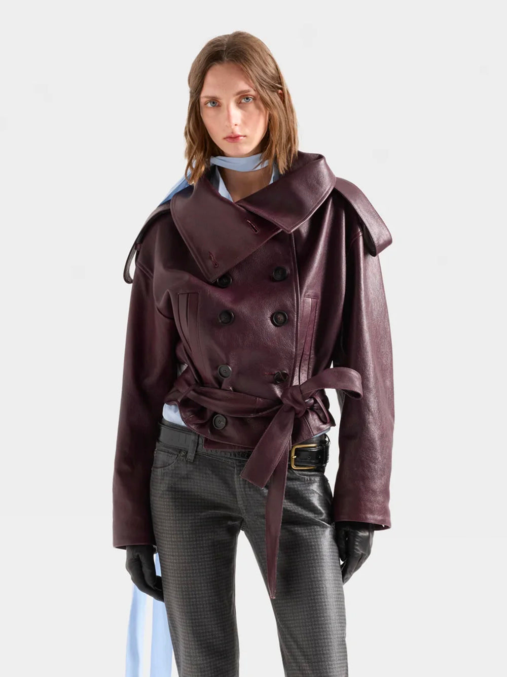 7 FOR ALL MANKIND-DOUBLE BREASTED HIGH NECK SHORTCOAT-7NEE0H69 U73W3 CHERRY