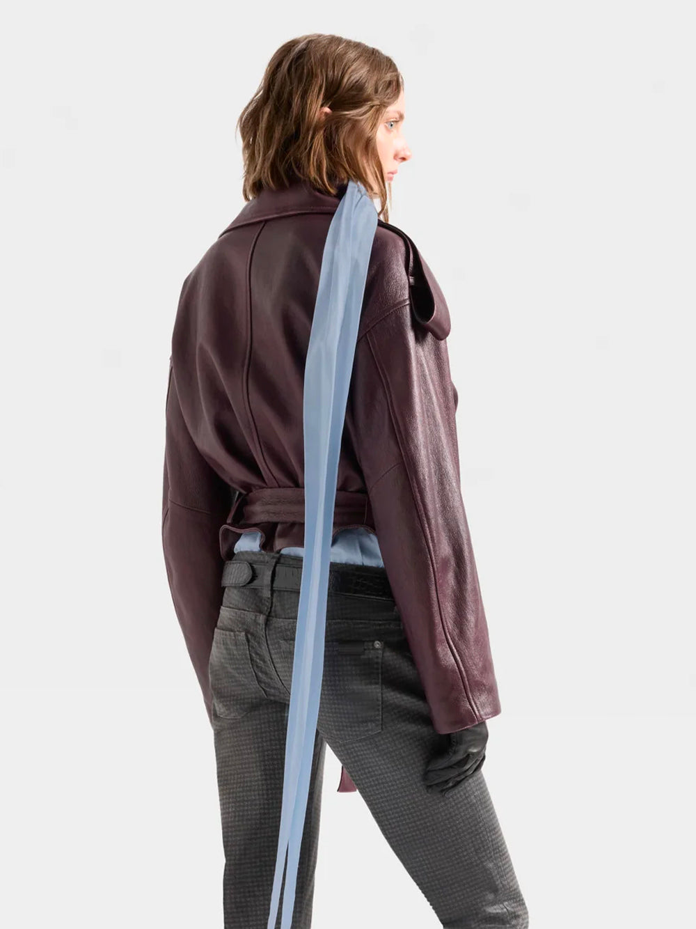 7 FOR ALL MANKIND-DOUBLE BREASTED HIGH NECK SHORTCOAT-7NEE0H69 U73W3 CHERRY