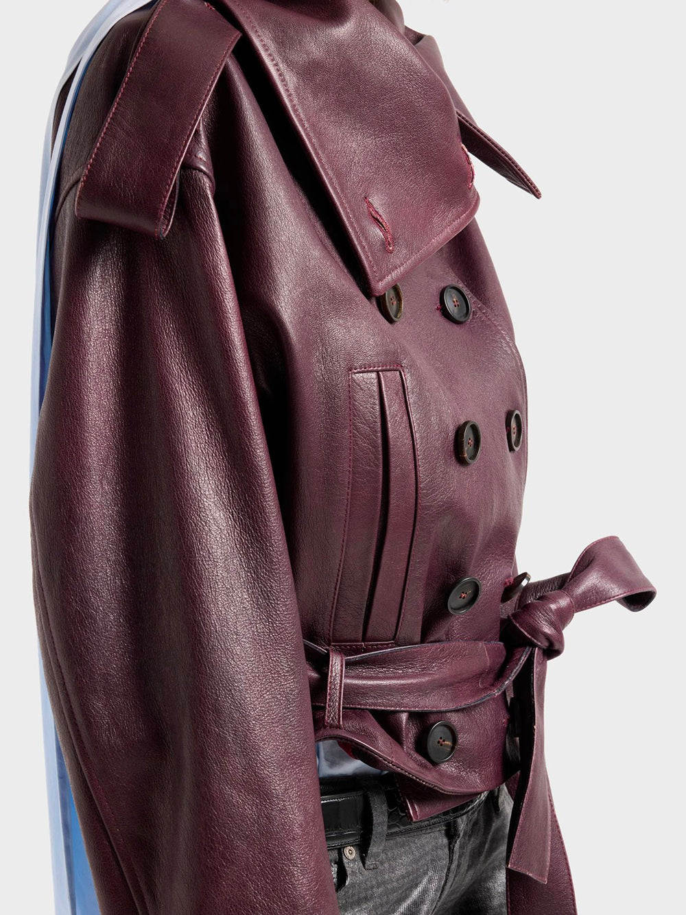 7 FOR ALL MANKIND-DOUBLE BREASTED HIGH NECK SHORTCOAT-7NEE0H69 U73W3 CHERRY