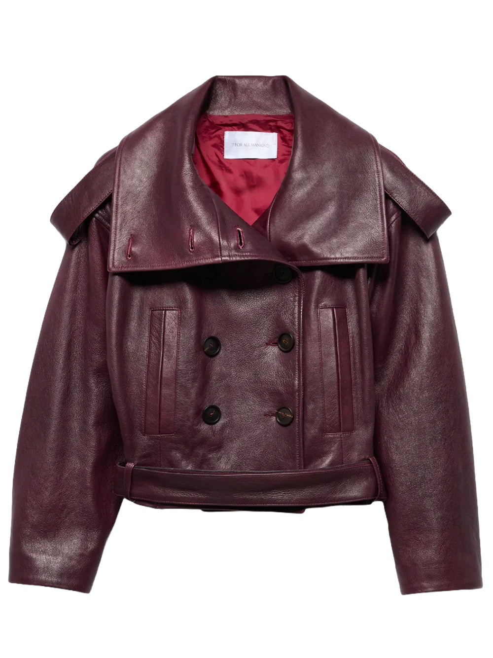 7 FOR ALL MANKIND-DOUBLE BREASTED HIGH NECK SHORTCOAT-7NEE0H69 U73W3 CHERRY