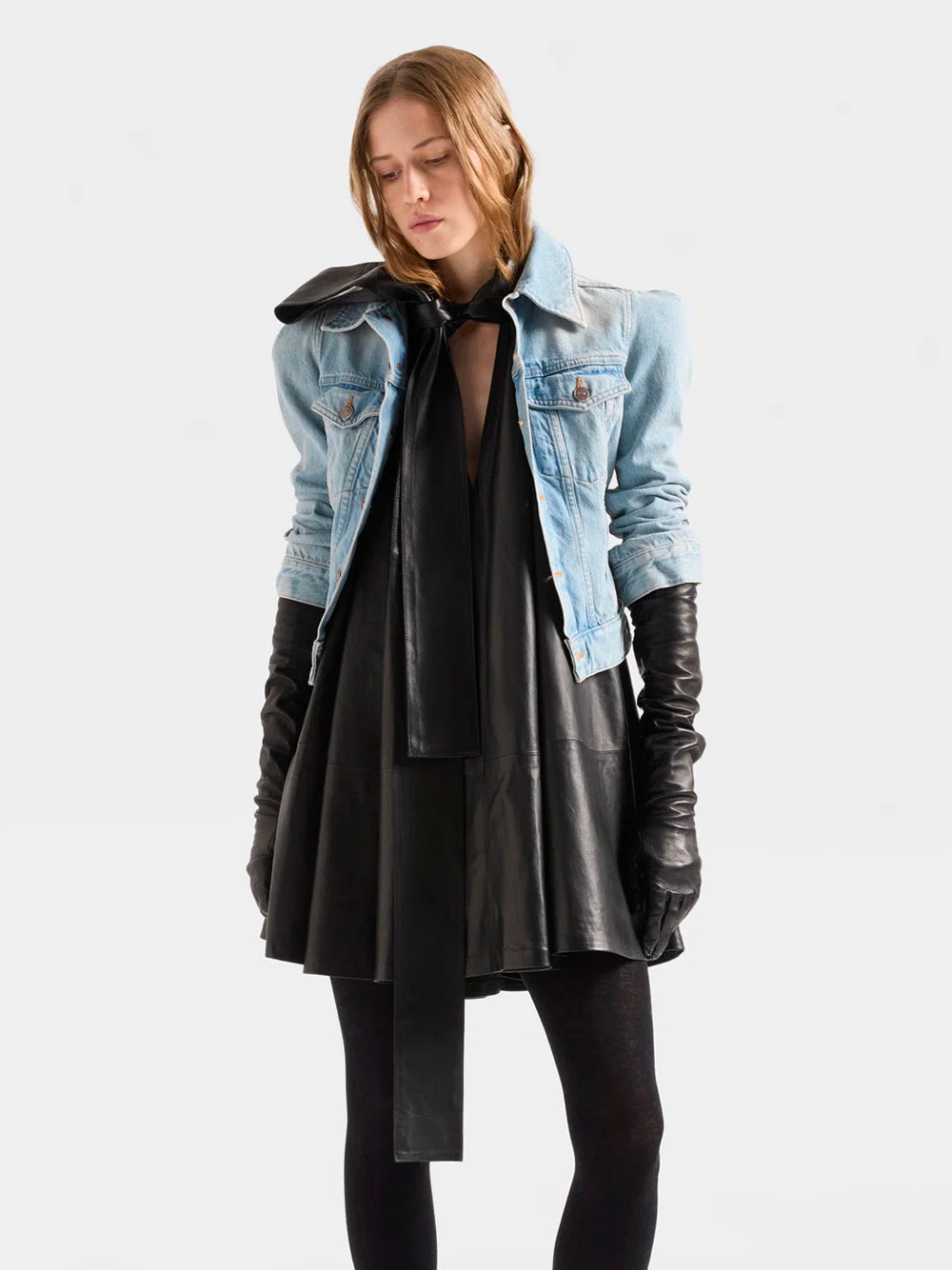 7 FOR ALL MANKIND-FRILL DRESS FAUX LEATHER-7NFD0H70 U71JI BLACK