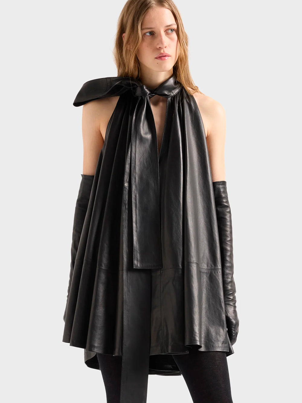 7 FOR ALL MANKIND-FRILL DRESS FAUX LEATHER-7NFD0H70 U71JI BLACK