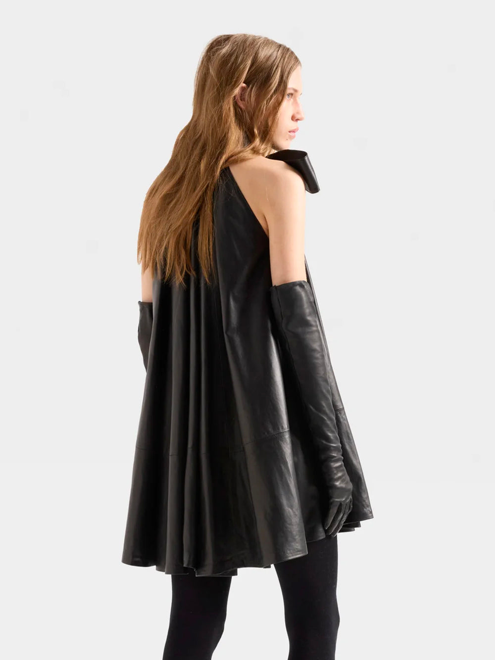 7 FOR ALL MANKIND-FRILL DRESS FAUX LEATHER-7NFD0H70 U71JI BLACK