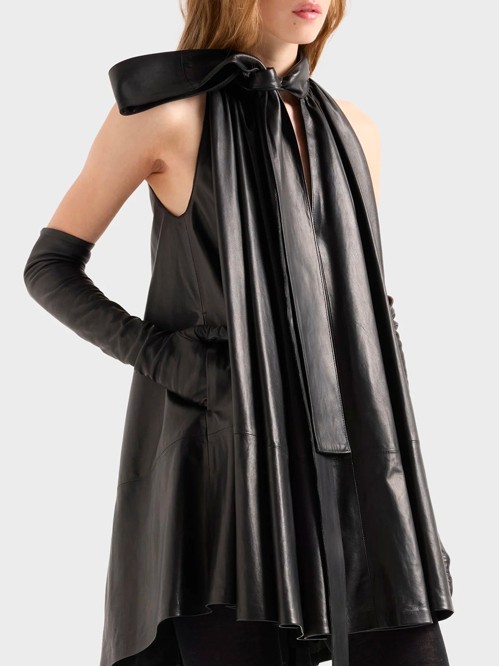 7 FOR ALL MANKIND-FRILL DRESS FAUX LEATHER-7NFD0H70 U71JI BLACK