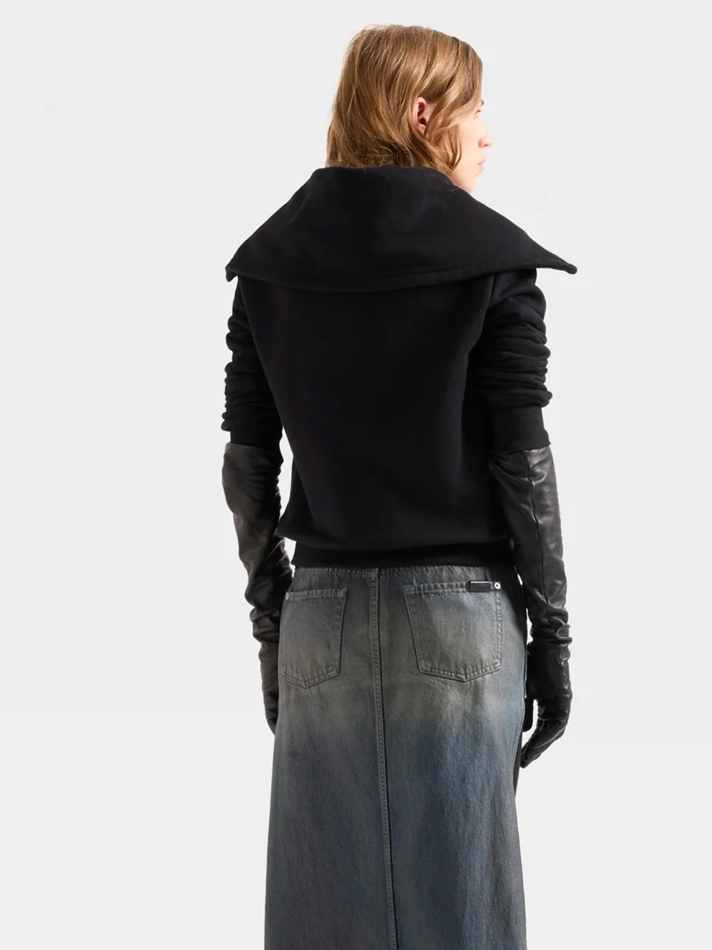 7 FOR ALL MANKIND-HIGH NECK ZIP HOODIE-7NHH0H87 U71HW BLACK