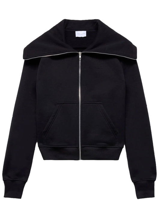 7 FOR ALL MANKIND-HIGH NECK ZIP HOODIE-7NHH0H87 U71HW BLACK