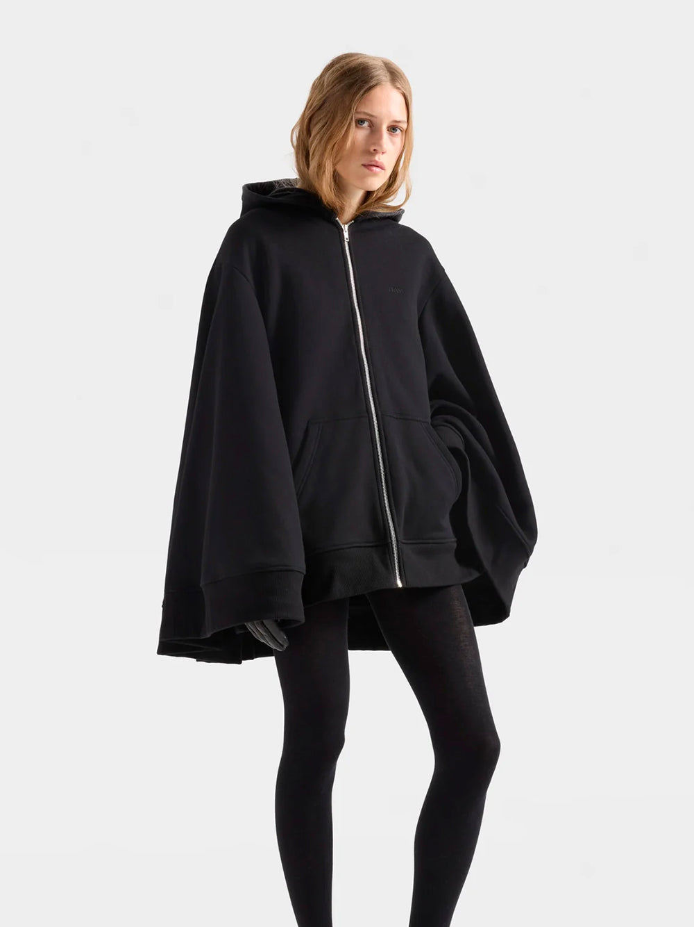 7 FOR ALL MANKIND-OVERSIZE ZIP HOODIE-7NHI0H87 U71HW BLACK