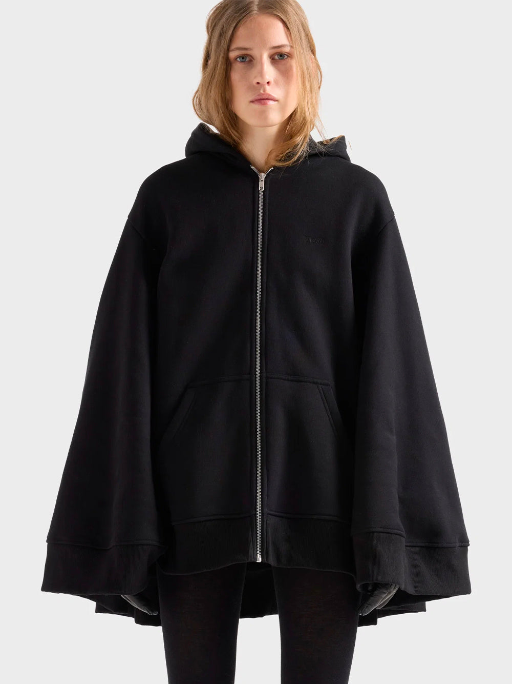 7 FOR ALL MANKIND-OVERSIZE ZIP HOODIE-7NHI0H87 U71HW BLACK