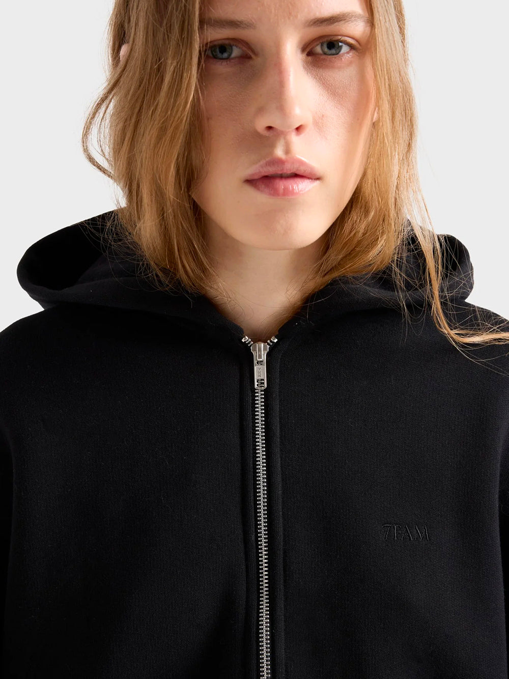 7 FOR ALL MANKIND-OVERSIZE ZIP HOODIE-7NHI0H87 U71HW BLACK